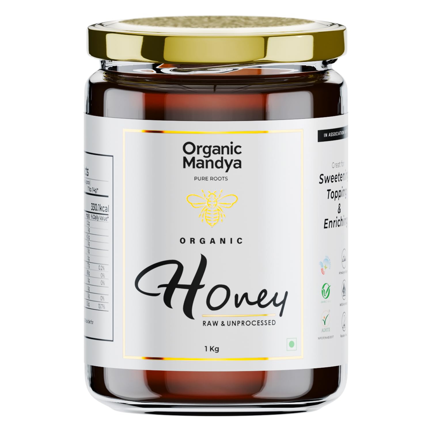 Organic Mandya Raw Wild Forest Honey 1000 GM: Pure, Natural, and Health-Boosting